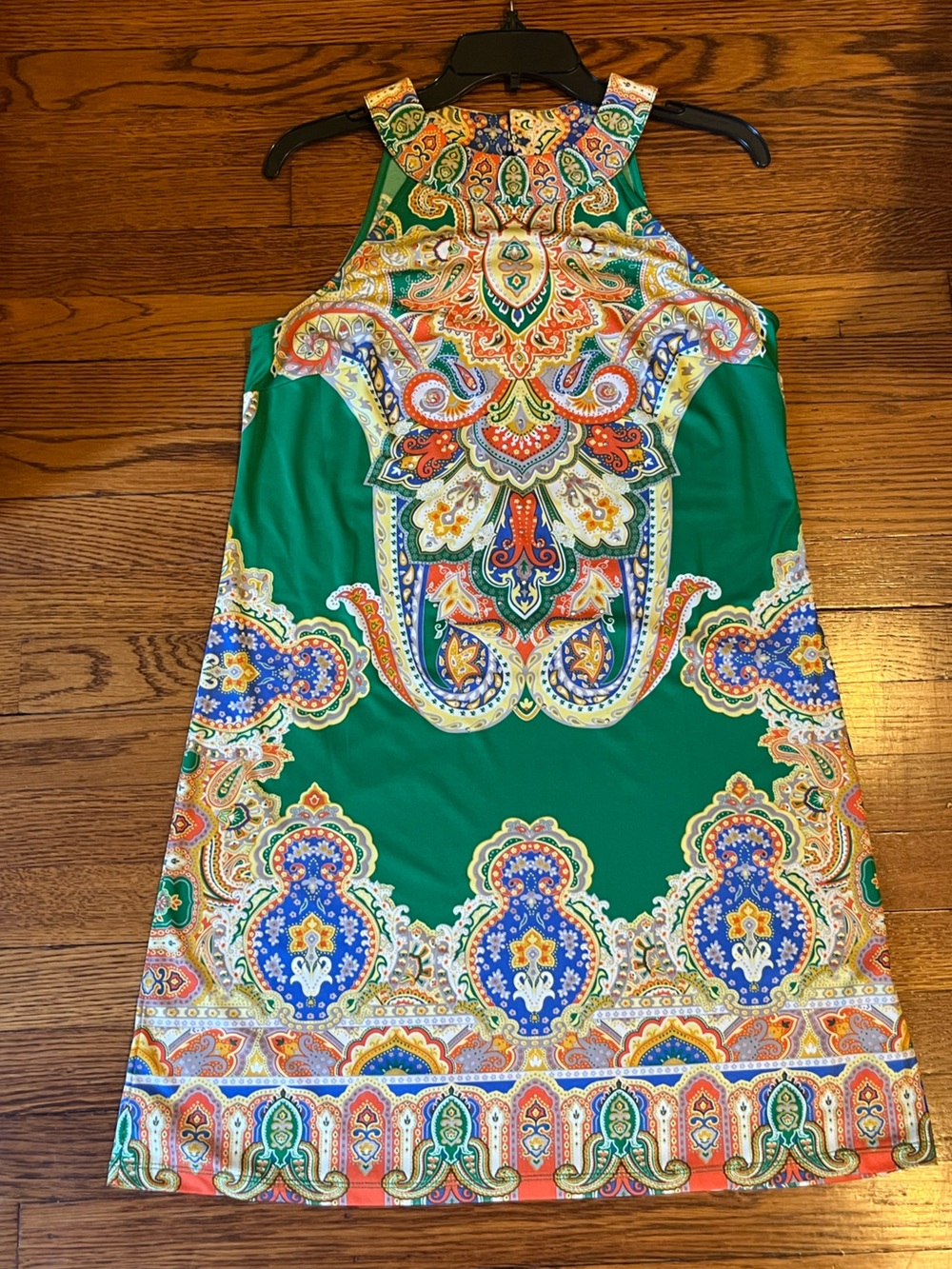 INC International Concepts Green Paisley Print Halter Dress